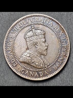 Antique Canadian Edward VII Coin - Portrait & Crown